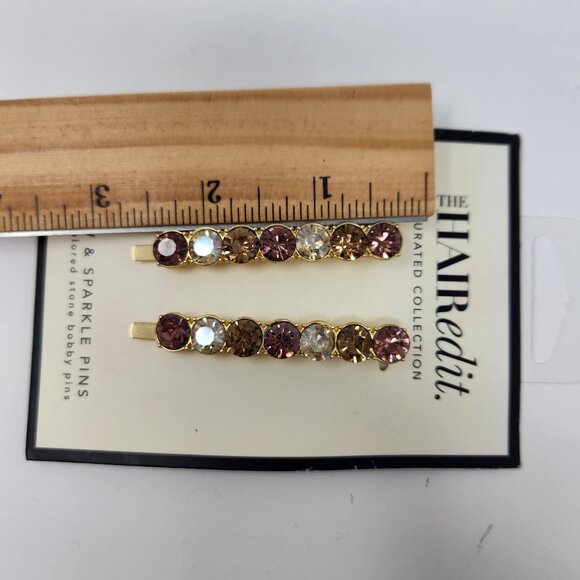 The HAIRedit Glow & Sparkle Multi-Colored Stone Bobby Pins Hair Clips - Picture 5 of 6